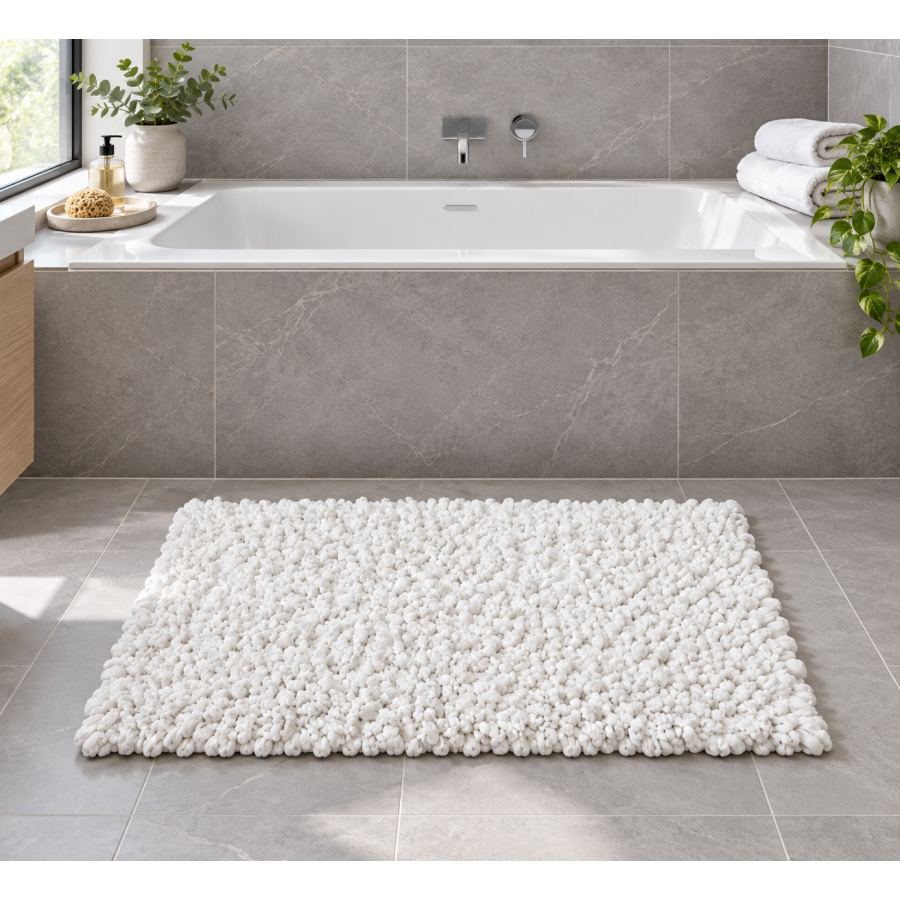 EVORA Χειροποίητο Πατάκι 60x120cm Λευκό C13 Mrshome