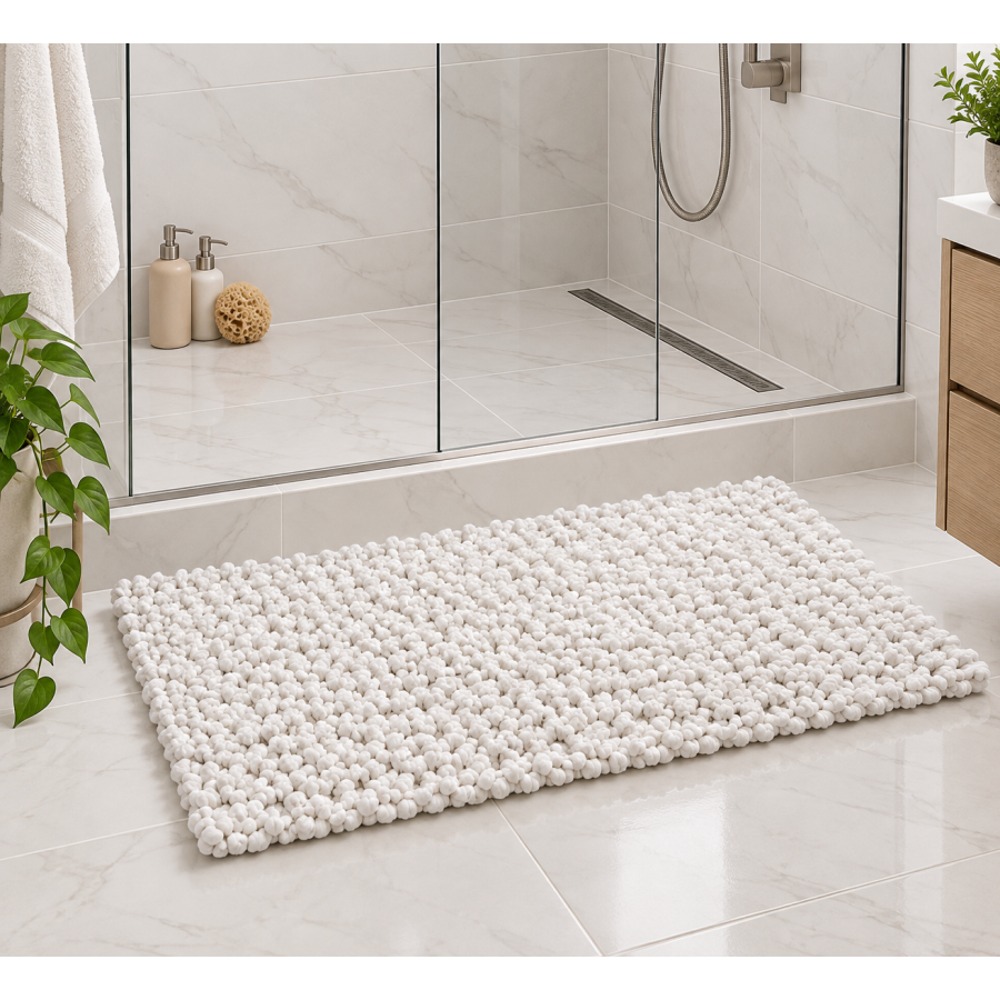 EVORA Χειροποίητο Πατάκι 60x120cm Λευκό C13 Mrshome