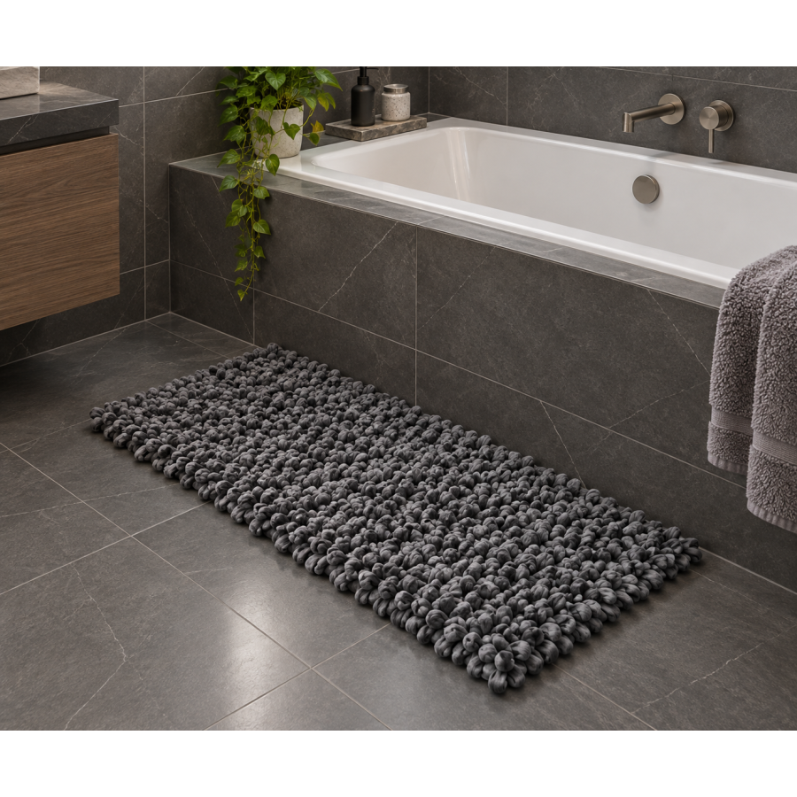 EVORA Χειροποίητο Πατάκι 60x120cm Γκρι Σκούρο C15 Mrshome