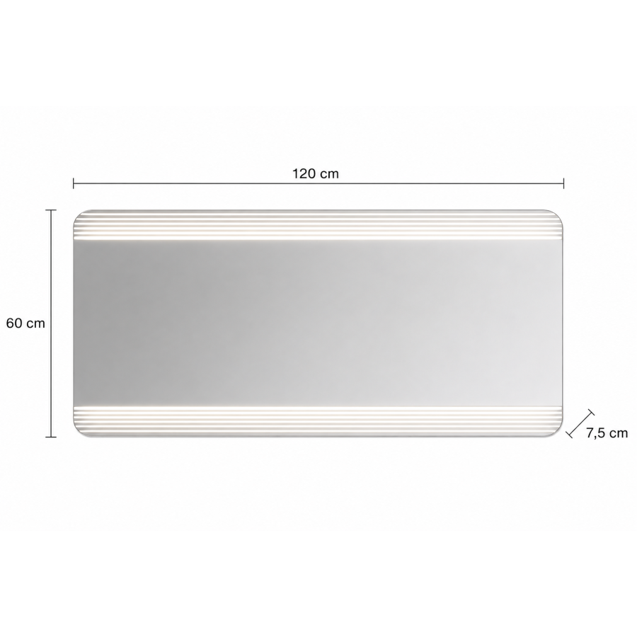 Καθρέπτης με Φωτισμό 120x7.5x60cm με Στρογγυλεμένες Γωνίες MRShome