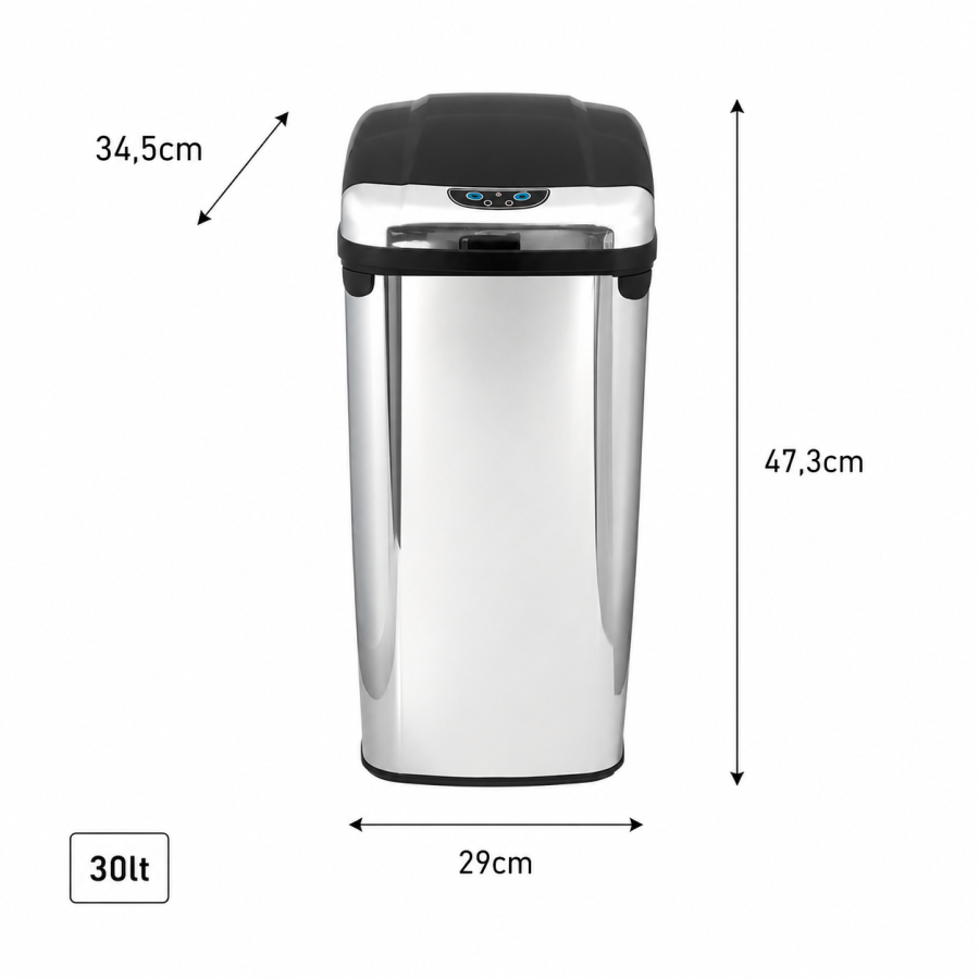 Αυτόματος Κάδος με Φωτοκύτταρο 30lt Inox 29x34.5x47.3cm MRShome