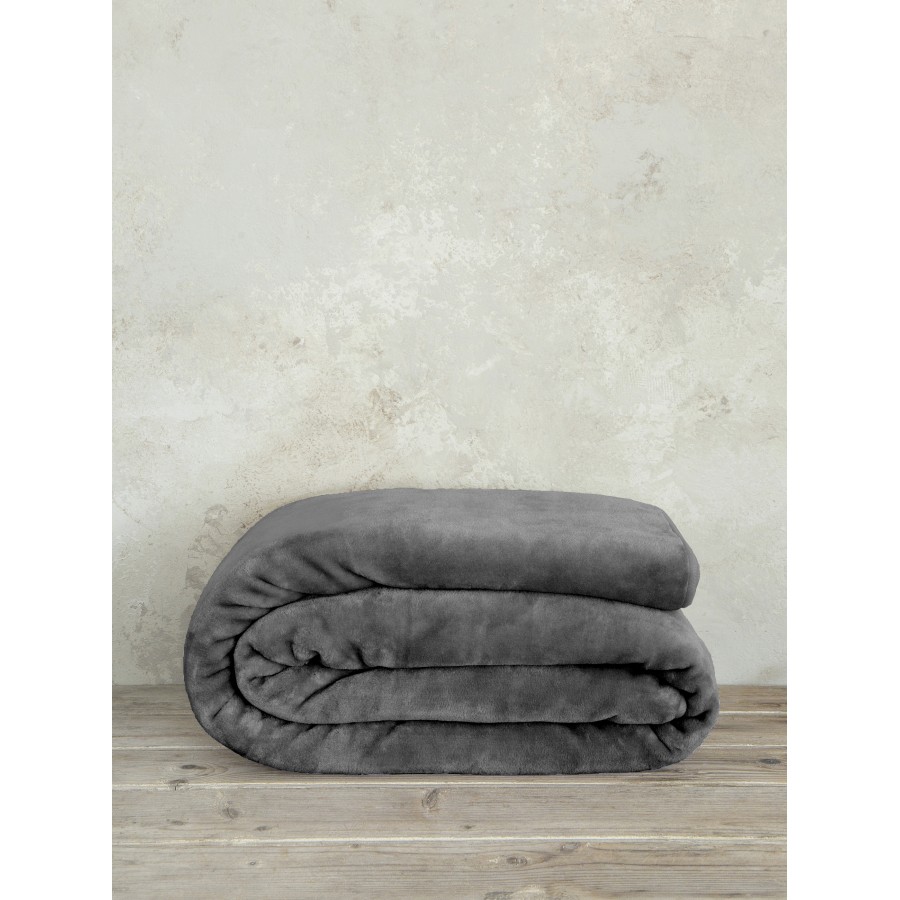 Κουβέρτα Βελουτέ Μονή 160x220 Coperta - Dark Gray