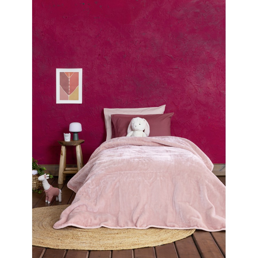 Κουβέρτα Βελουτέ Μονή 160x220 Coperta - Pink