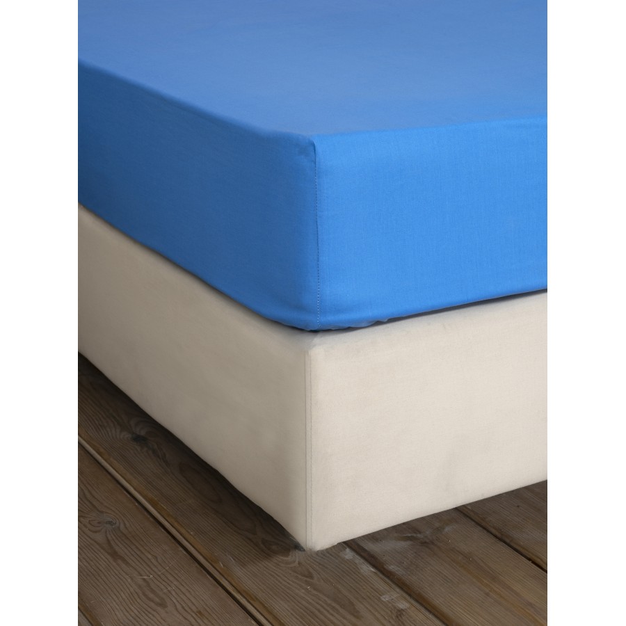 Σεντόνι Υπέρδιπλο με Λάστιχο Unicolors - Sea Blue