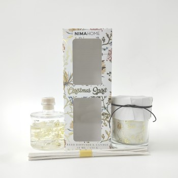 Σετ Αρωματικό Χώρου με Στικ 70ml & Αρωματικό Κερί 130gr - Christmas Spirit