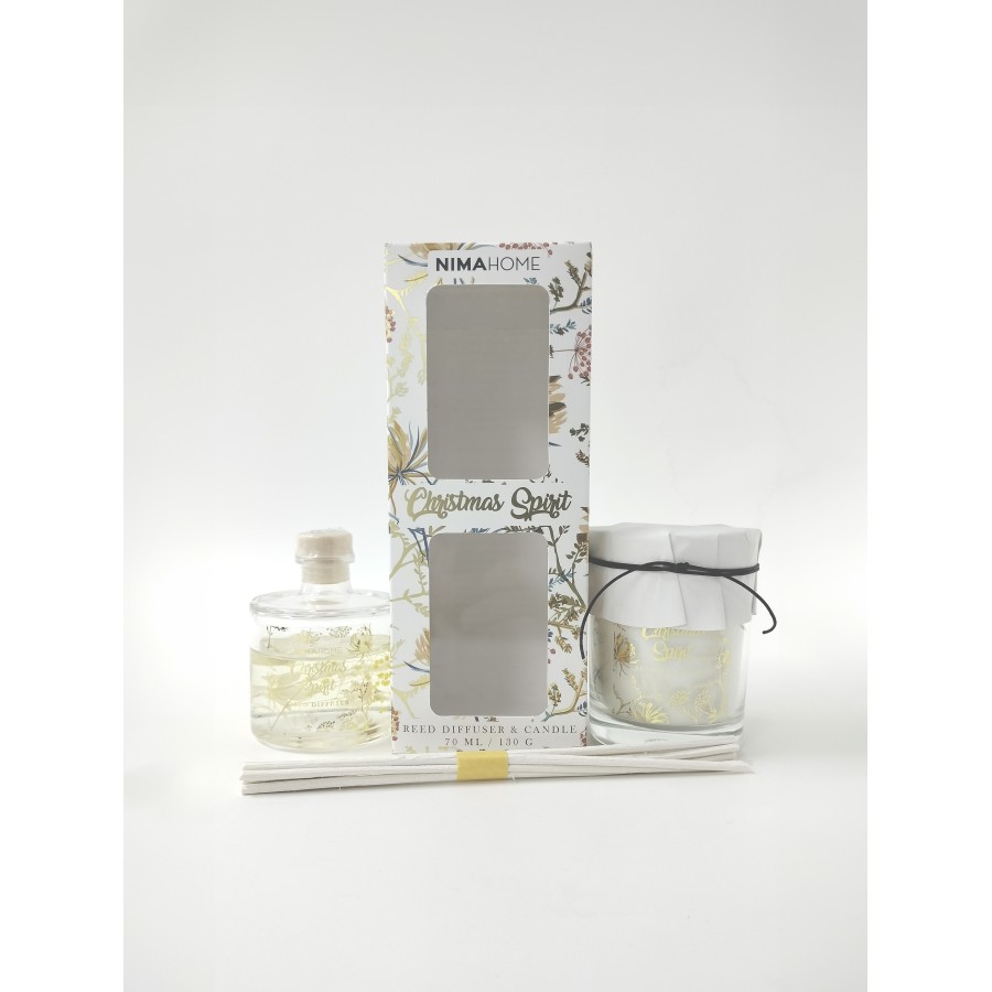 Σετ Αρωματικό Χώρου με Στικ 70ml & Αρωματικό Κερί 130gr - Christmas Spirit