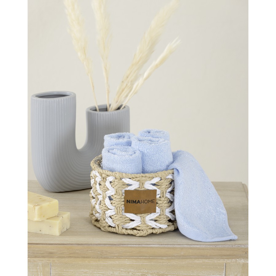 Καλαθάκι  με 5 τεμάχια Λαβέτες - Bamboo Calm Petrol