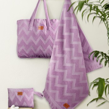 Πετσέτα Θαλάσσης 90x160 - Vida Purple Jacquard