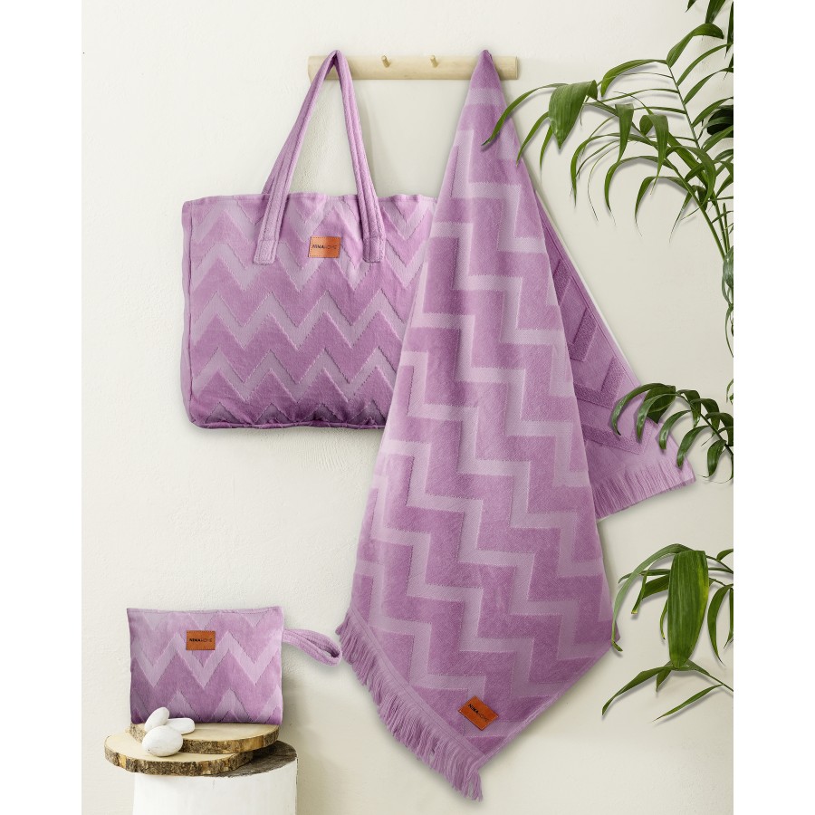 Πετσέτα Θαλάσσης 90x160 - Vida Purple Jacquard