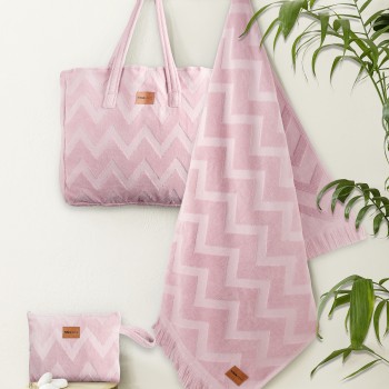 Πετσέτα Θαλάσσης 90x160 - Vida Pink Jacquard