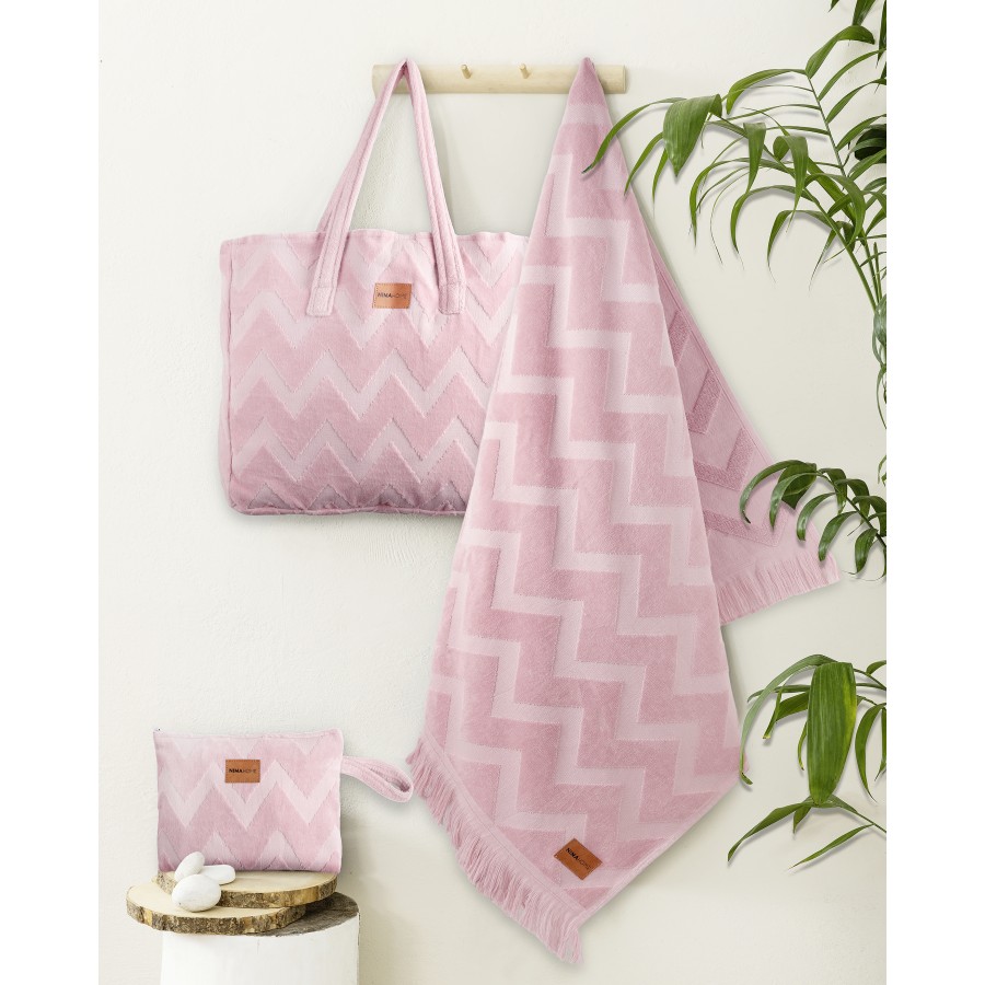 Πετσέτα Θαλάσσης 90x160 - Vida Pink Jacquard