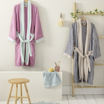 Μπουρνούζι Ease - Medium - Mauve Pink / Mint