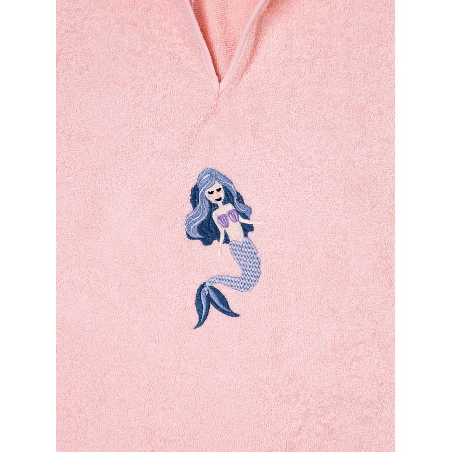 Fluffy Κεντητό Πόντσο Pink one size