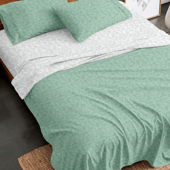 Σετ Σεντόνια Flannel 2052 Aqua Υπέρδιπλο με λάστιχο (170x205+30)