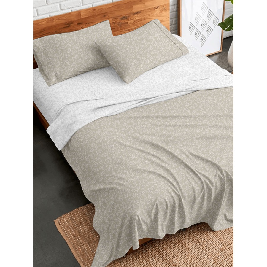 Σετ Σεντόνια Flannel 2052 Beige Διπλό με λάστιχο (150x205+30)