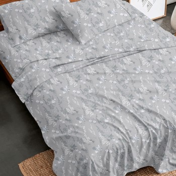 Σετ Σεντόνια Flannel 2060 Grey Υπέρδιπλο με λάστιχο (170x205+30)