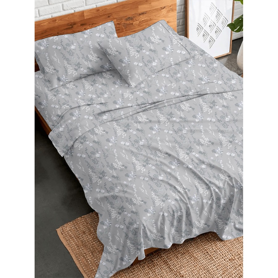 Σετ Σεντόνια Flannel 2060 Grey Υπέρδιπλο με λάστιχο (170x205+30)