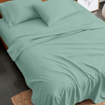 Σετ Σεντόνια Flannel 2064 Aqua Υπέρδιπλο με λάστιχο (170x205+30)