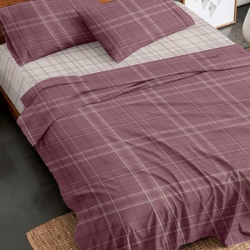 Σετ Σεντόνια Flannel 2066 Bordeaux Υπέρδιπλο με λάστιχο (170x205+30)