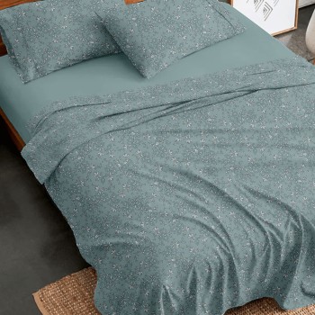 Σετ Σεντόνια Flannel 928 Aqua Διπλό με λάστιχο (150x205+30)