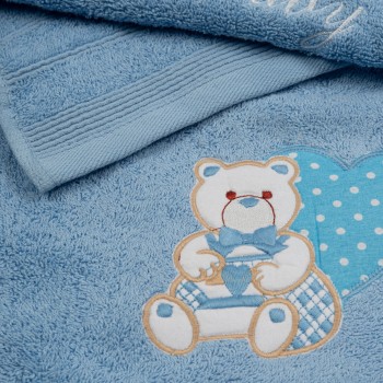 Σετ πετσέτες κεντητές Heart 10 Blue/Blue