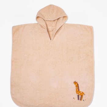 Fluffy Κεντητό Πόντσο Beige one size