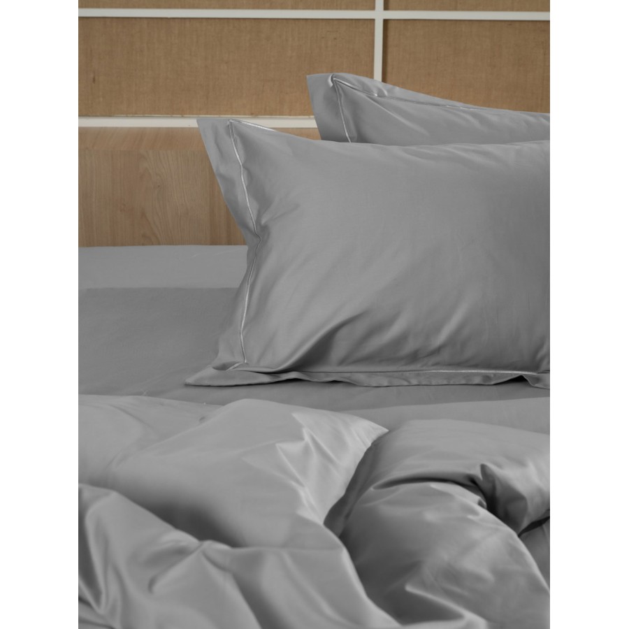 Παπλωματοθήκη Βαμβακοσατέν Omnia Grey Υπέρδιπλη (220x240)