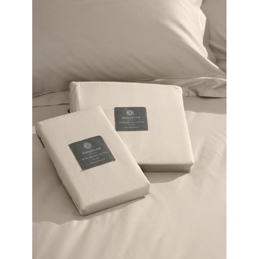 Μαξιλαροθήκες Βαμβακοσατέν Omnia Oxford Beige 50x70