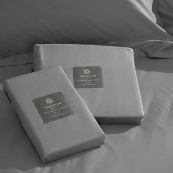 Μαξιλαροθήκες Βαμβακοσατέν Omnia Oxford Grey 50x70