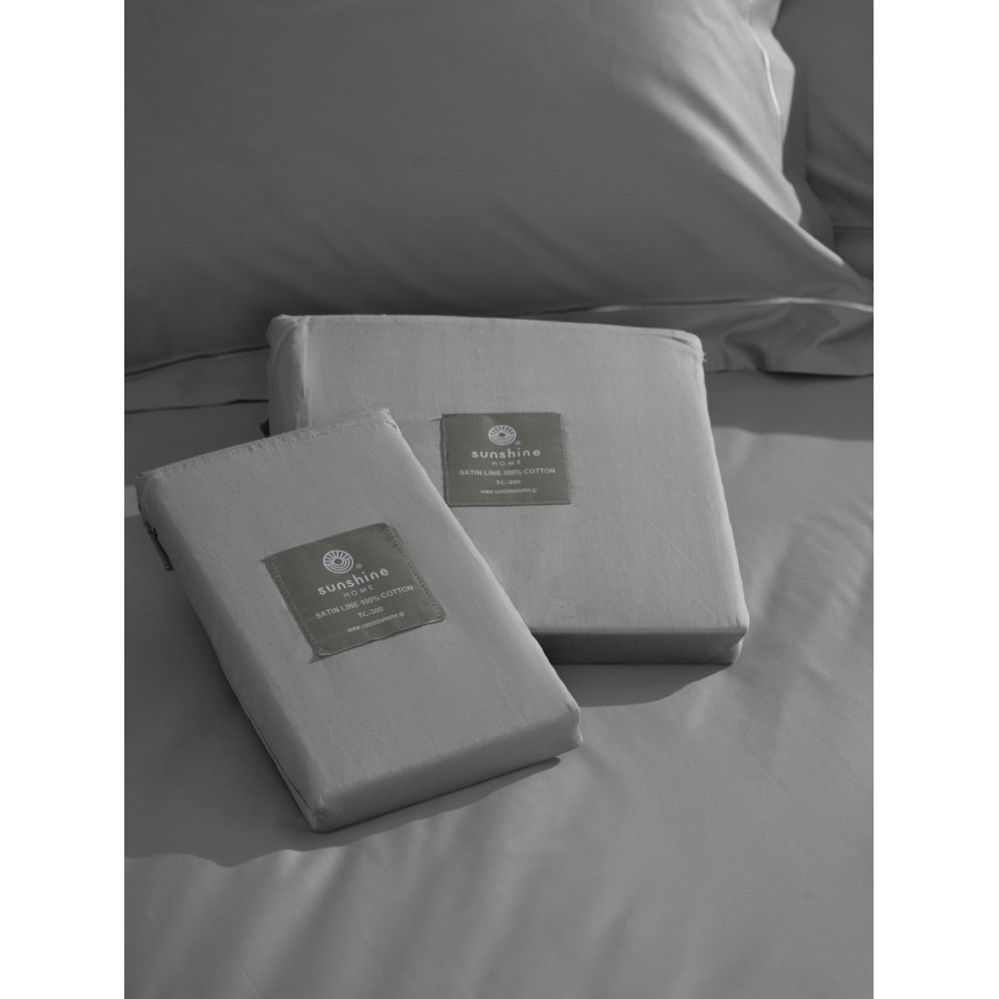 Μαξιλαροθήκες Βαμβακοσατέν Omnia Oxford Grey 50x70
