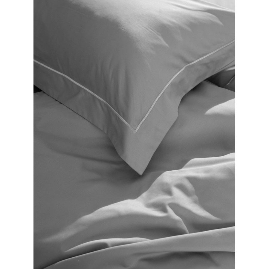 Μαξιλαροθήκες Βαμβακοσατέν Omnia Oxford Grey 50x70
