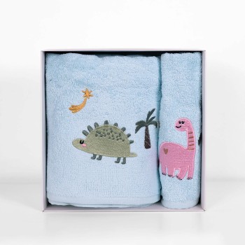 Fluffy Κεντητή Πετσέτα Light Blue 2 τμχ.