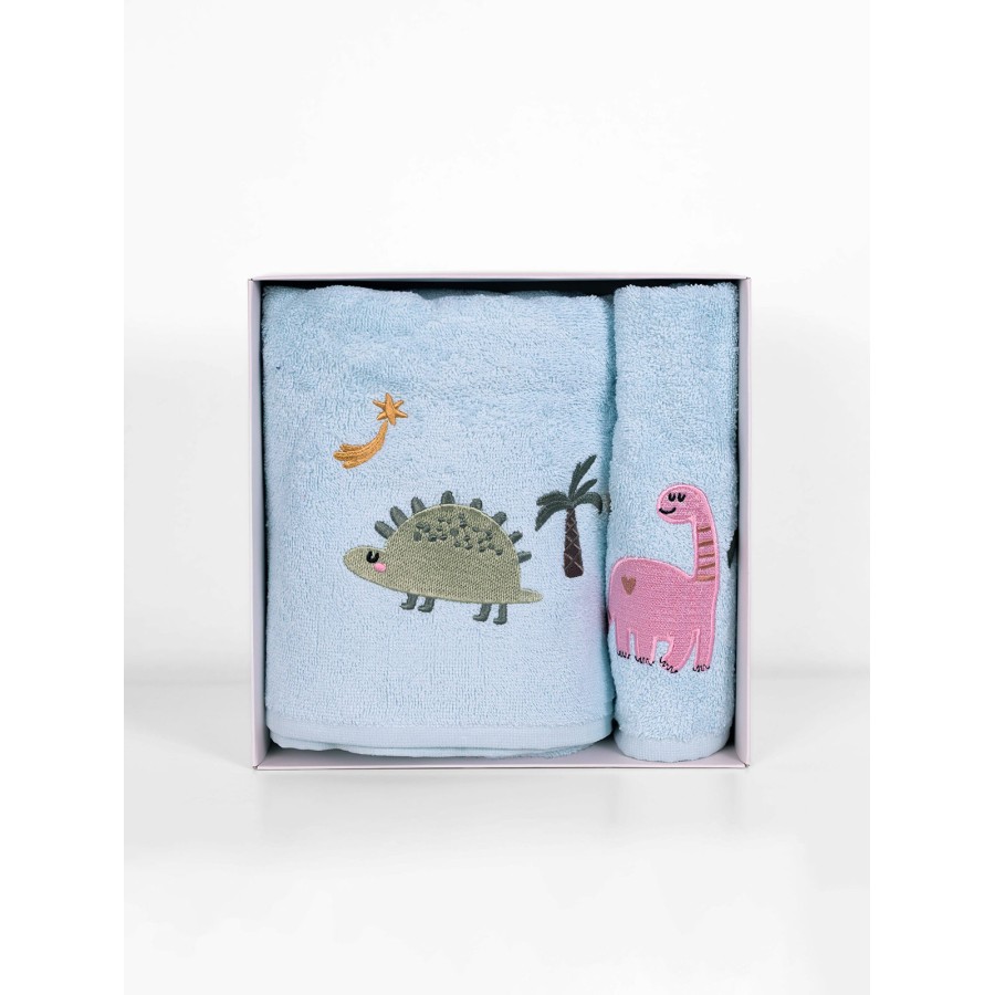 Fluffy Κεντητή Πετσέτα Light Blue 2 τμχ.