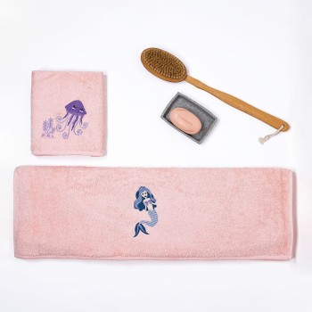 Fluffy Κεντητή Πετσέτα Pink 2 τμχ.