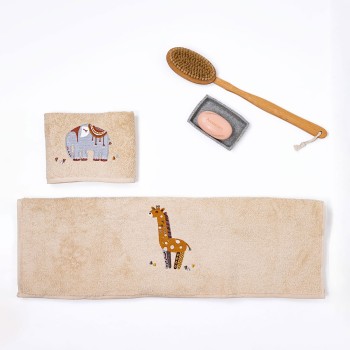 Fluffy Κεντητή Πετσέτα Beige 2 τμχ.