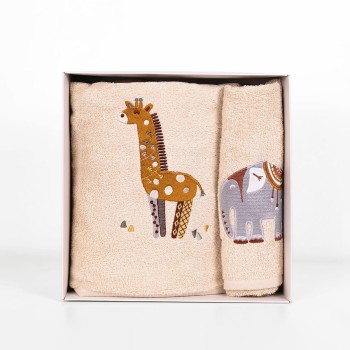 Fluffy Κεντητή Πετσέτα Beige 2 τμχ.