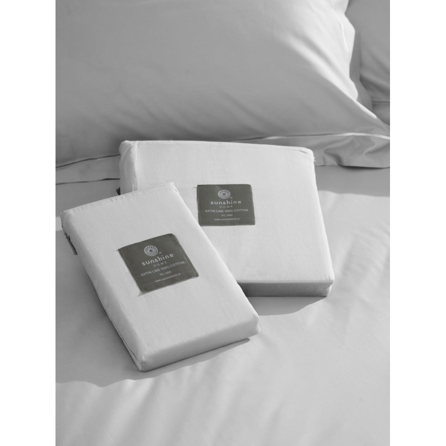 Σετ Σεντόνια Βαμβακοσατέν Omnia μονόχρωμα White King Size (280x300)