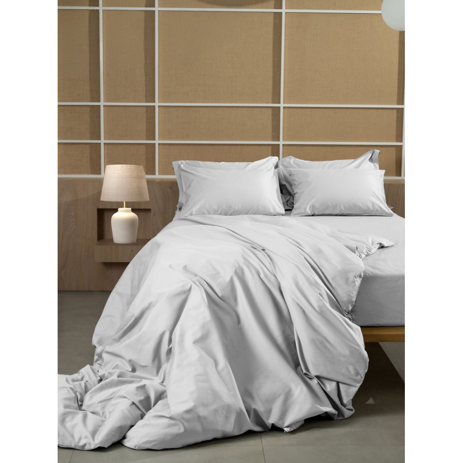 Σετ Σεντόνια Βαμβακοσατέν Omnia μονόχρωμα White King Size (280x300)