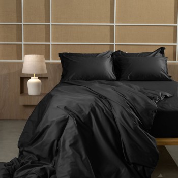 Σετ Σεντόνια Βαμβακοσατέν Omnia μονόχρωμα Black King Size (280x300)