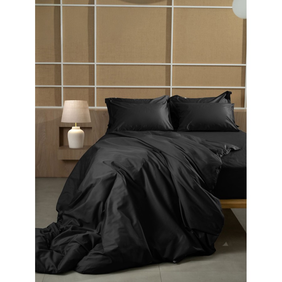 Σετ Σεντόνια Βαμβακοσατέν Omnia μονόχρωμα Black King Size (280x300)