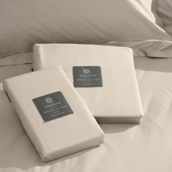 Σετ Σεντόνια Βαμβακοσατέν Omnia μονόχρωμα Beige King Size (280x300)
