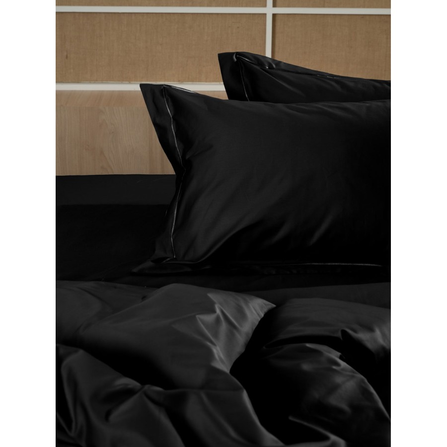 Σετ Σεντόνια Βαμβακοσατέν Omnia μονόχρωμα Black Υπερδιπλο (255x280)