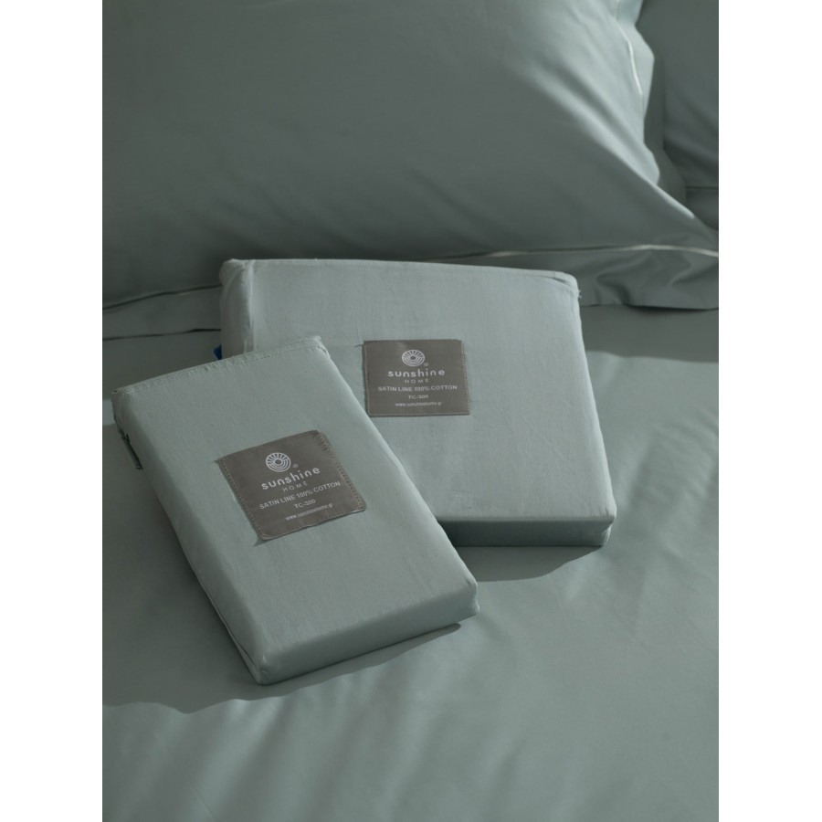 Σετ Σεντόνια Βαμβακοσατέν Omnia μονόχρωμα Aqua Υπερδιπλο (255x280)