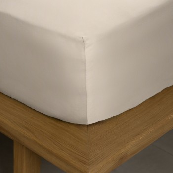 Κατωσέντονο Βαμβακοσατέν Omnia με λάστιχο Beige Διπλό (160x200+40)