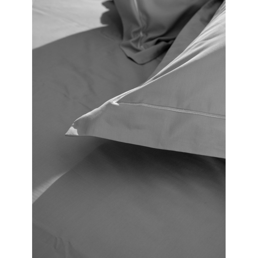 Κατωσέντονο Βαμβακοσατέν Omnia με λάστιχο Grey Διπλό (160x200+40)
