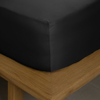 Κατωσέντονο Βαμβακοσατέν Omnia με λάστιχο Black Υπέρδιπλο (180x200+40)