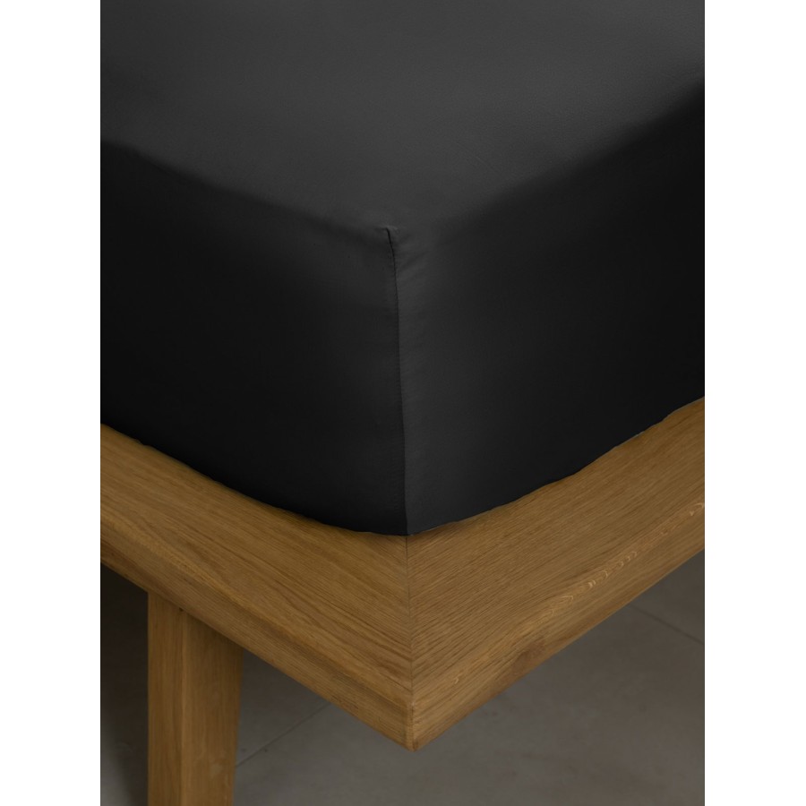 Κατωσέντονο Βαμβακοσατέν Omnia με λάστιχο Black Υπέρδιπλο (180x200+40)