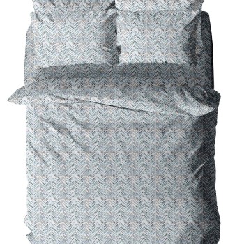 Σετ Σεντόνια Menta Εμπριμέ 460 Blue Διπλό (200x260)