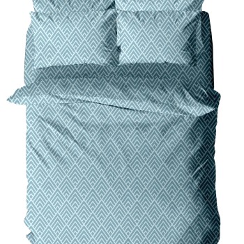Σετ Σεντόνια Menta Εμπριμέ 500 Blue Διπλό (200x260)