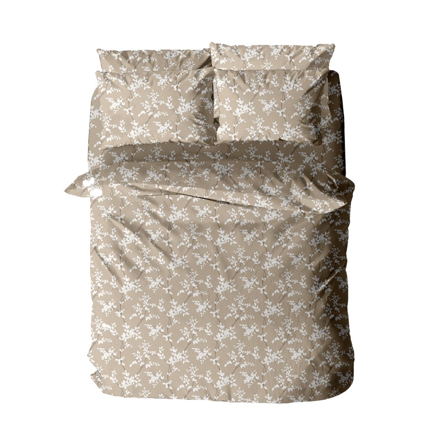 Σετ Σεντόνια Menta Εμπριμέ 480 Beige Μονό (160x260)